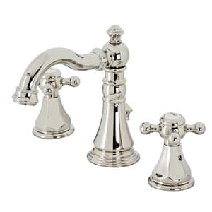Metropolitan 8 in. Widespread 2-Handle Bathroom Faucets with Pop-Up Drain in Polished Nickel