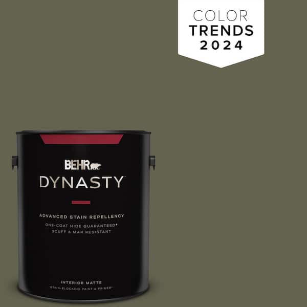 BEHR DYNASTY 1 gal. #N350-7A Mountain Olive One-Coat Hide Matte Interior Stain-Blocking Paint & Primer