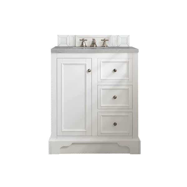 James Martin Vanities De Soto 31.3 in. W x 23.5 in. D x 36.3 in. H Bath Vanity in Bright White with Quartz Top in Eternal Serena