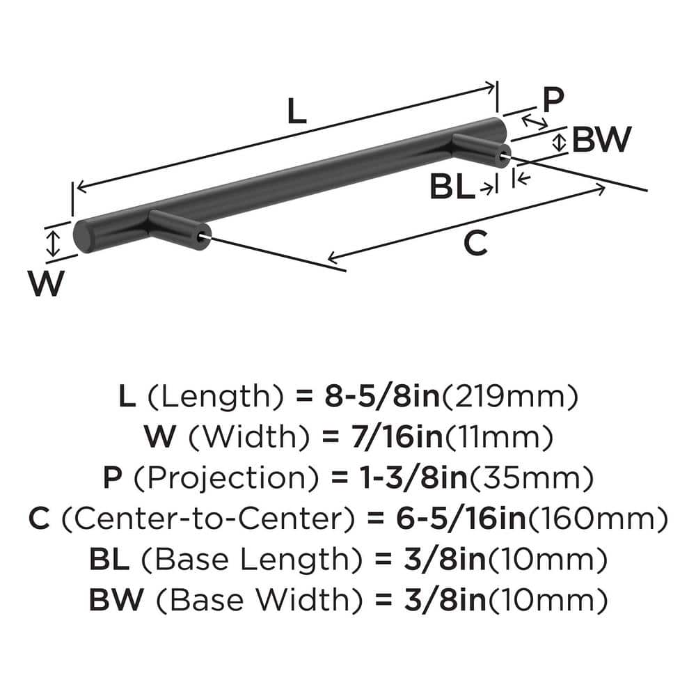 Modern Black Bronze 6-5/16 inch Bar Pull with Mounting Hardware