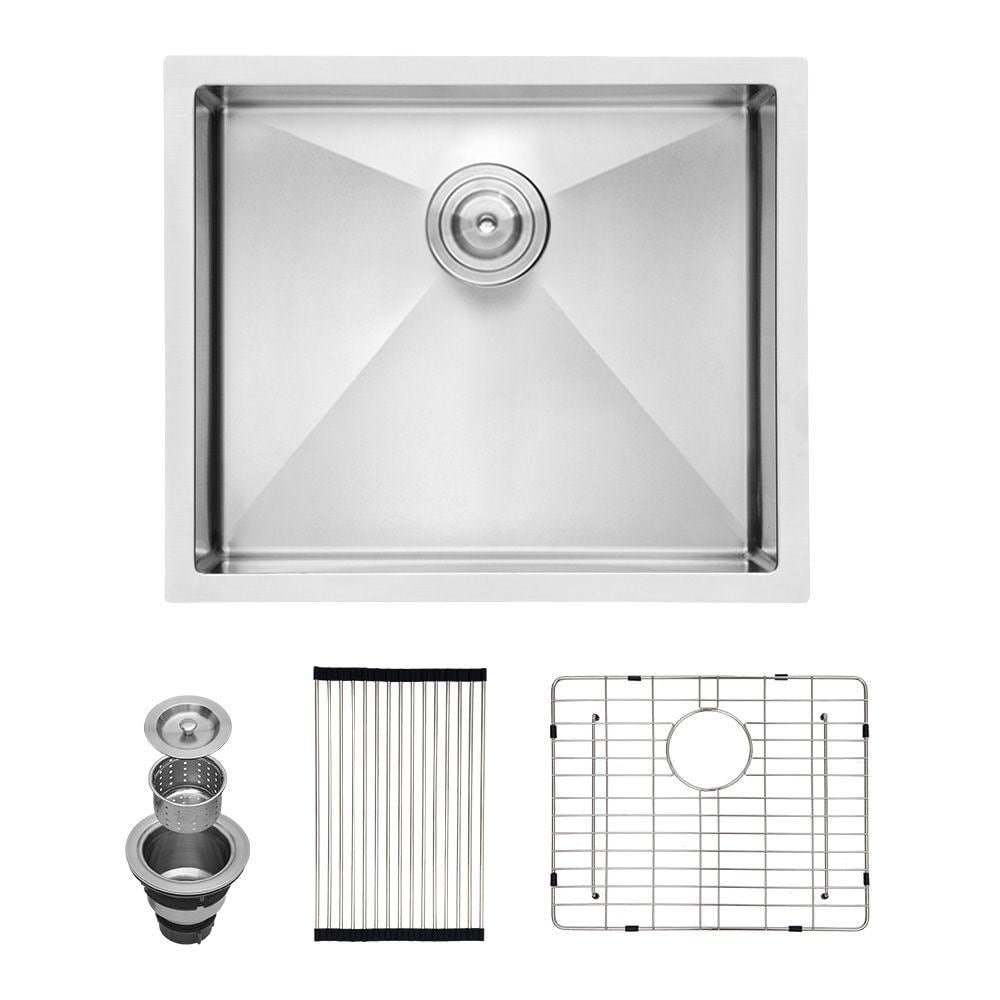 21 in. Undermount Single Bowl 16-Gauge Brushed Nickel Stainless Steel Kitch