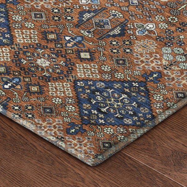 Mayfield Premium Machine Washable Abstract AMF2478 Paprika 10 ft. x 14 ft. Area Rug