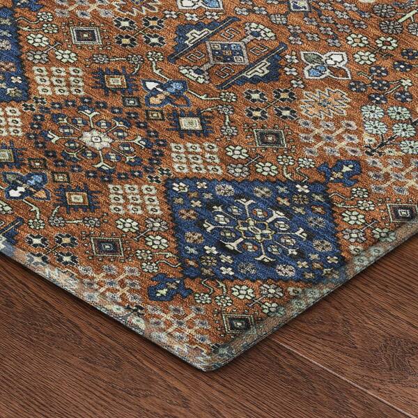 Mayfield Premium Machine Washable Abstract AMF2478 Paprika 9 ft. x 12 ft. Area Rug