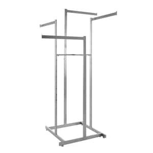 Satin Chrome Metal 45 in. W x 72 in. H 4-Way Rack with Rectangular Tubing Straight Arms