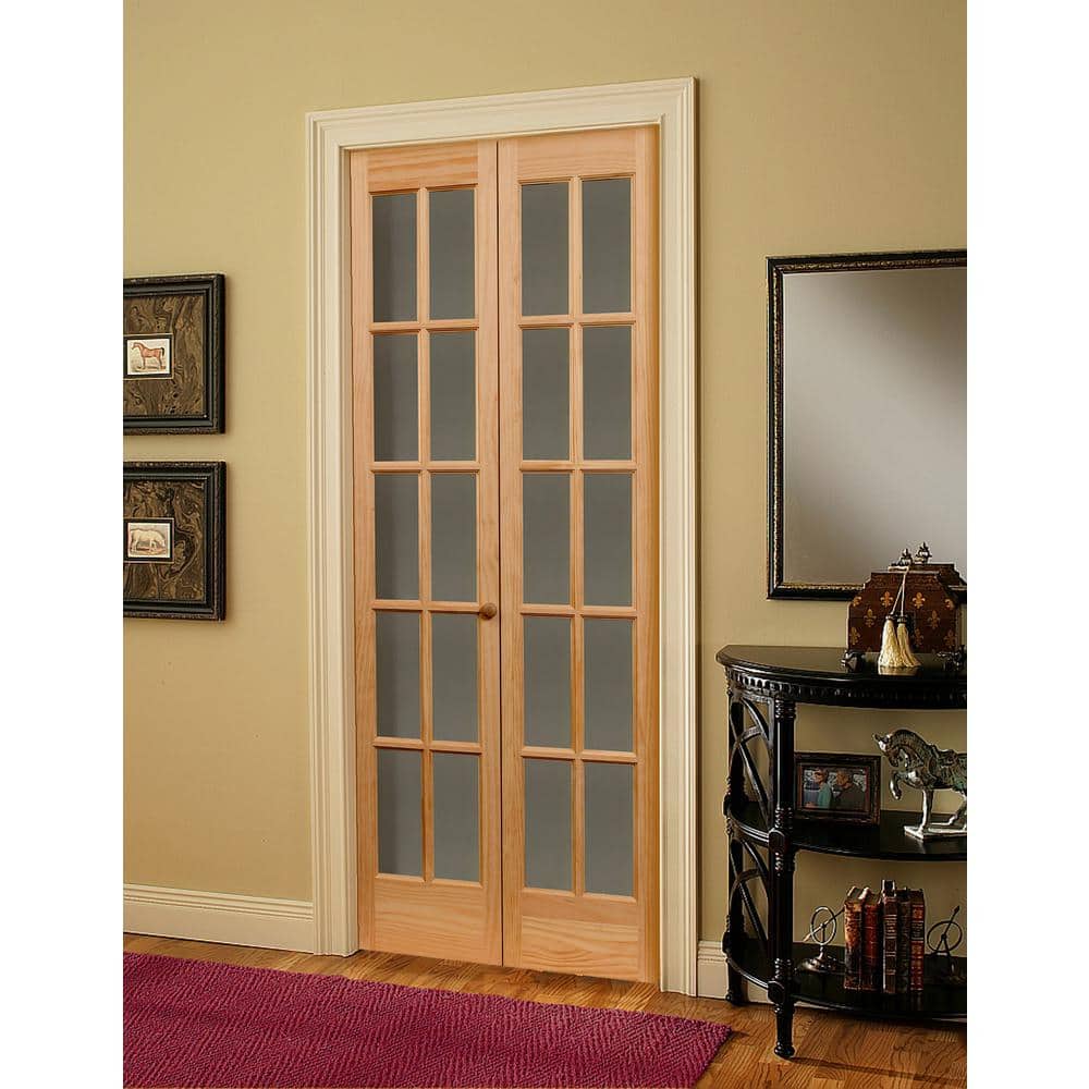 Unfinished Pine 30'' x 80'' Traditional 10-Lite Bifold Door