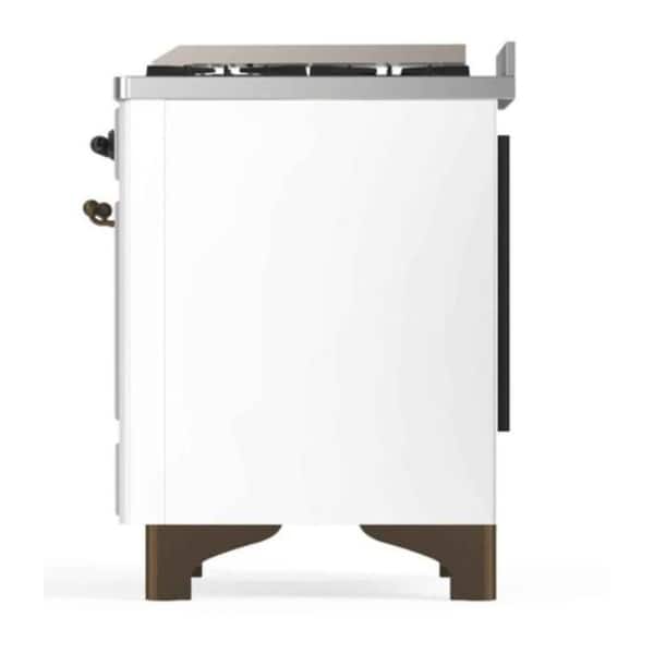 Majestic II 48 in. Double Oven Dual Fuel Range with 8 Sealed Burners, Glass Door, Burnished Trim in White