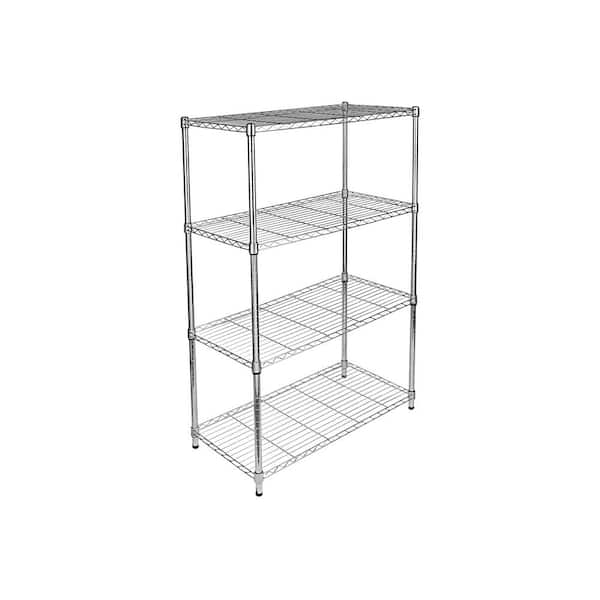 Silver 4-Tier Steel Wire Garage Storage Shelving Unit with wheels (35.42 in. W x 62.5 in. H x 17.7 in. D)