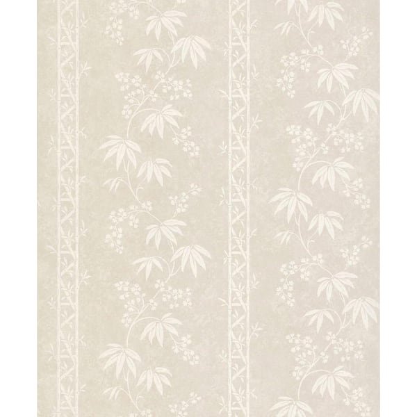 Brewster Bamboo Floral Stripe Wallpaper