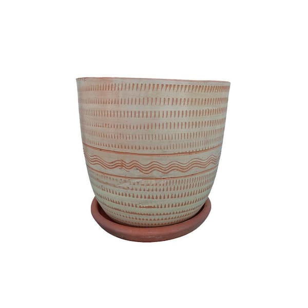 THE MONEYARD INC Natural Clay Striped Harbor Extra Large Handcrafted Terracotta Planter