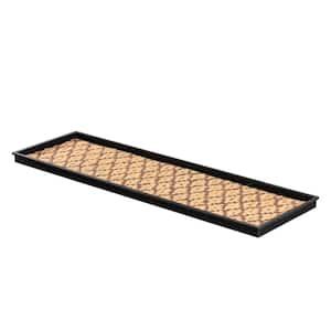 46.5 in. x 14 in. x 1.5 in. Natural and Recycled Rubber Boot Tray with Tan and Dark Brown Coir Insert