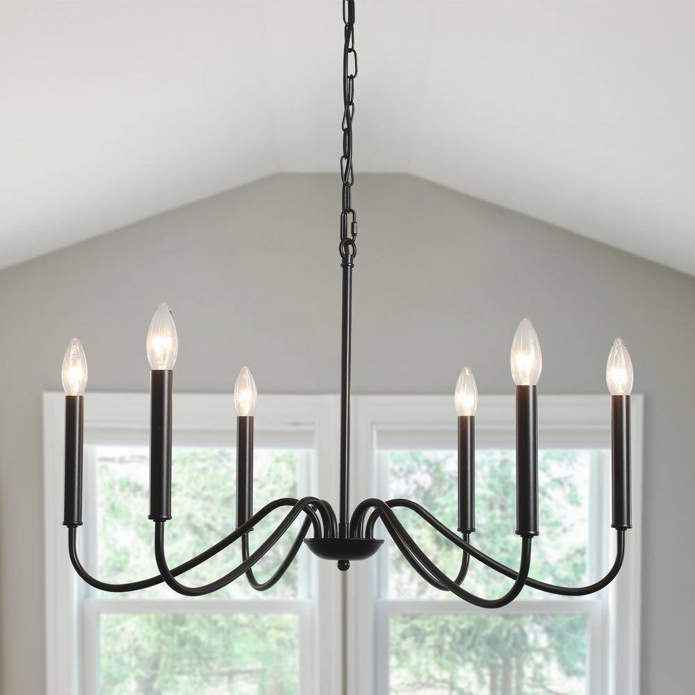 Clerise 6-Light Classic Black Modern Candle Style Chandelier for Living Room Kitchen Island Dining Room Foyer price history on PriceWatchPro