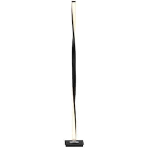 Helix 48 in. Classic Black Industrial 1-Light LED Energy Efficient Floor Lamp with Built-In 3-Way Dimmer Function