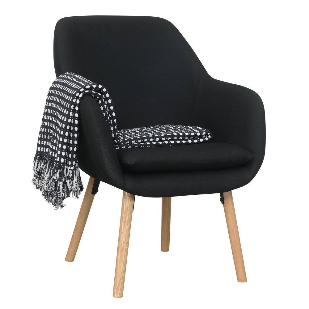 Charlotte Wingback Black Velvet Accent Chair with Sustainably Sourced Wood