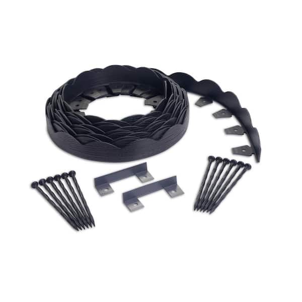 ProFlex 40 ft. Black Scalloped Woodgrain Plastic No-Dig Edging Kit