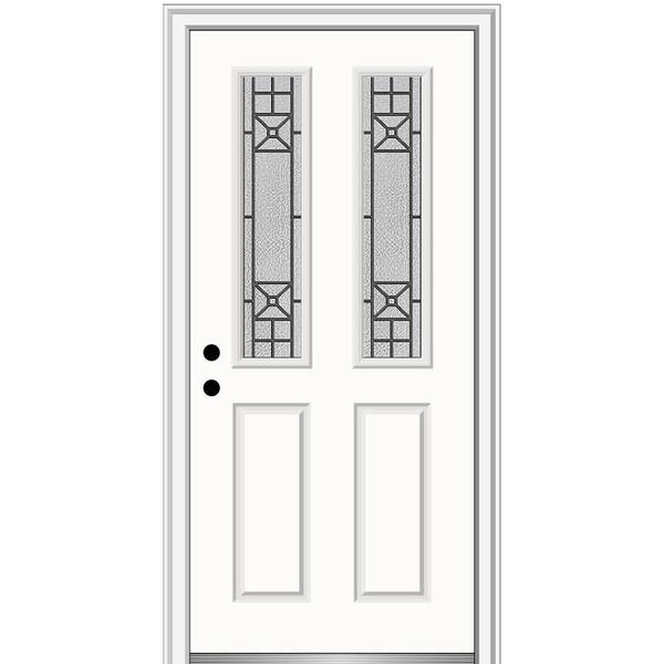 MMI Door 32 in. x 80 in. Courtyard Right-Hand 2-Lite Decorative Painted Fiberglass Smooth Prehung Front Door, 4-9/16 in. Frame