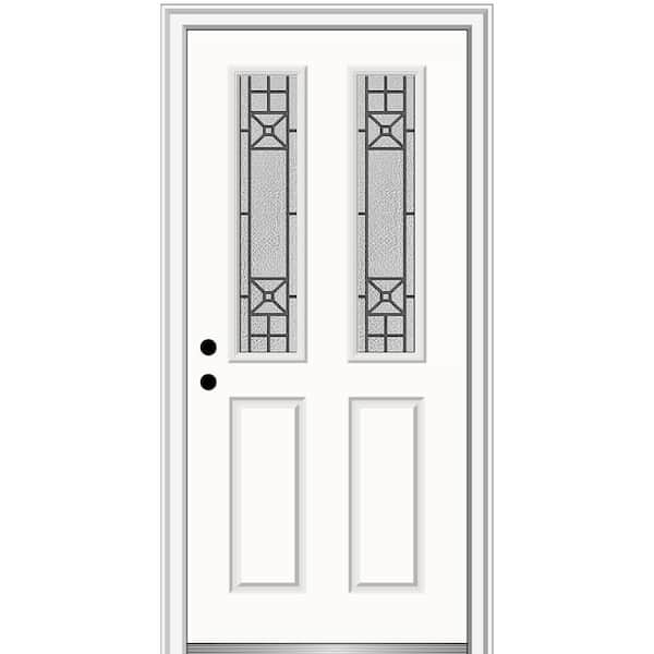 MMI Door 30 in. x 80 in. Courtyard Right-Hand 2-Lite Decorative Painted Fiberglass Smooth Prehung Front Door on 4-9/16 in. Frame