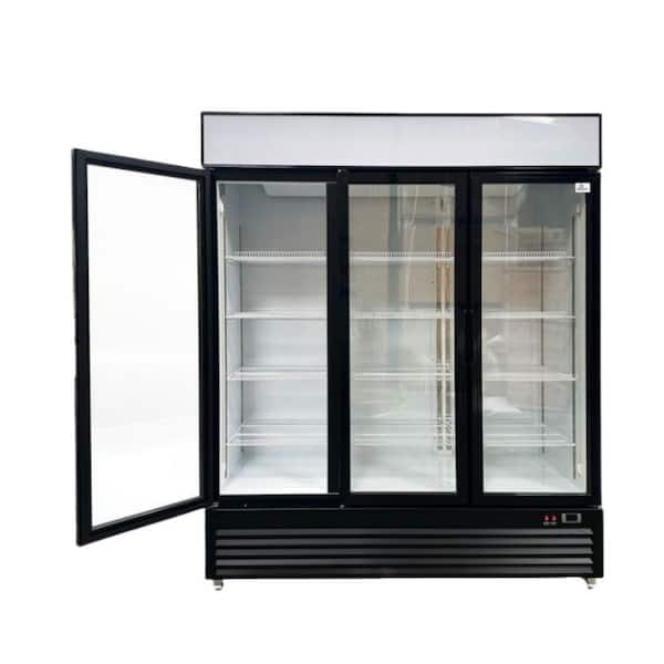 64 in. 49.8 cu. ft. Commercial Refrigerator Merchandiser 3 Glass Door in Black Stainless Steel
