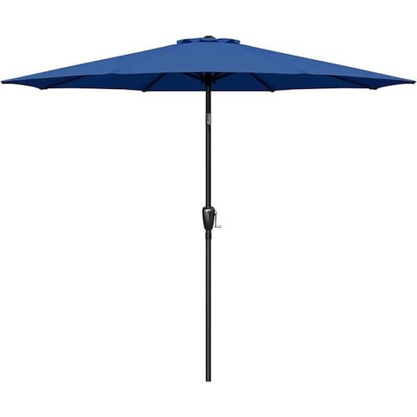 cenadinz 9 ft. x 7. 7ft. H Stainless Steel Market Patio Umbrella in Blue