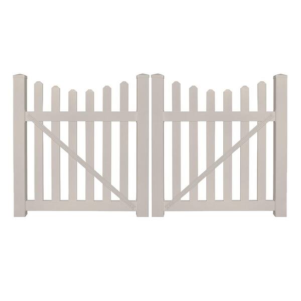 Weatherables Ellington 8 Ft W X 5 Ft H Tan Vinyl Picket Fence Double Gate Kit Dtpi 3sc 5x48 The Home Depot