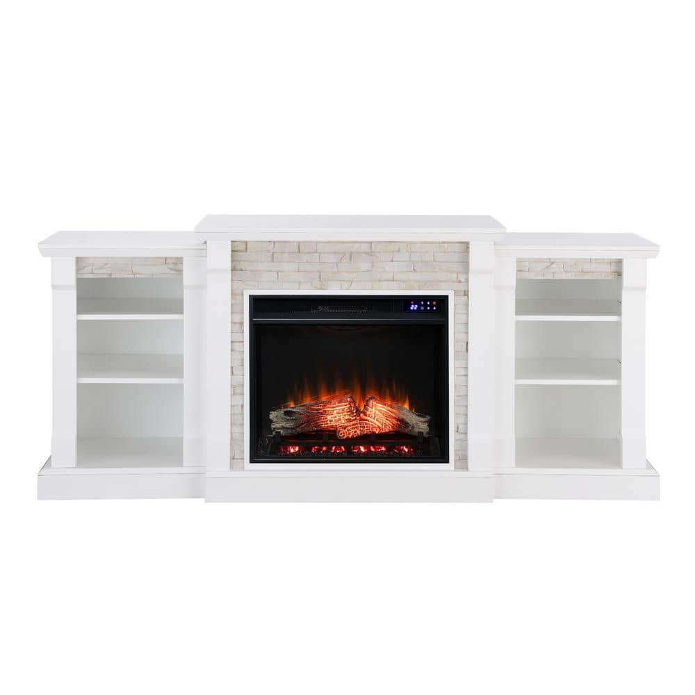 Nordena 71.75 in. Touch Panel Electric Fireplace in White w/White Faux Stone price history on PriceWatchPro