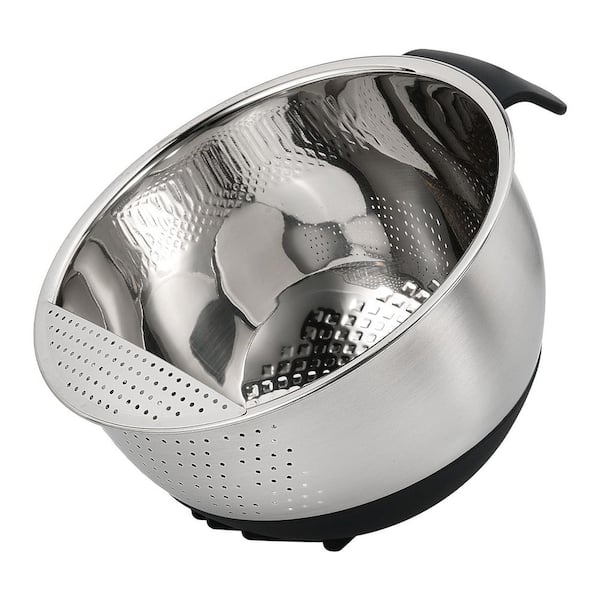 Rice Washing Bowl with Strainer Quinoa Washer Bowl, Stainless Steel Side Drainer Colander for Cleaning Fruit, Vegetable