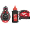 Milwaukee 100 ft. Bold Line Chalk Reel Kit with Red Chalk and 25 ft. Compact Auto Lock Tape Measure 48-22-3986-48-22-6825