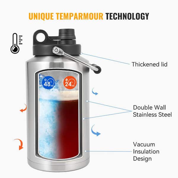 Angel Sar 4 qt. Stainless Steel Double Vacuum Beverage Jug