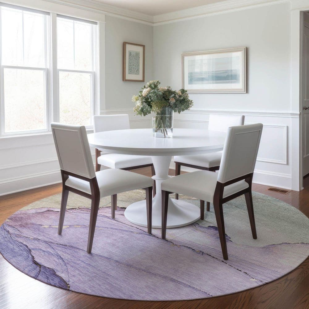 Chantille Machine Washable Indoor/Outdoor Abstract ACN1783 Lavender 8 ft. x 8 ft. Round Rug price history on PriceWatchPro