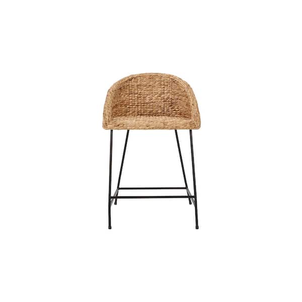 24 in. Natural Woven Hyacinth Counter Stool with Low Back