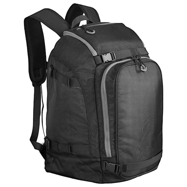 Ski Boot Bag 55L Snowboard Boots Travel Backpack for Men Women with Waterproof Exterior and Bottom Black