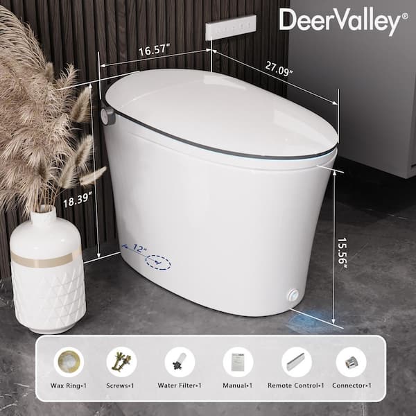DEERVALLEY 1.28 GPF Smart Toilet Bidet with Heated Seat & UV Sterilization