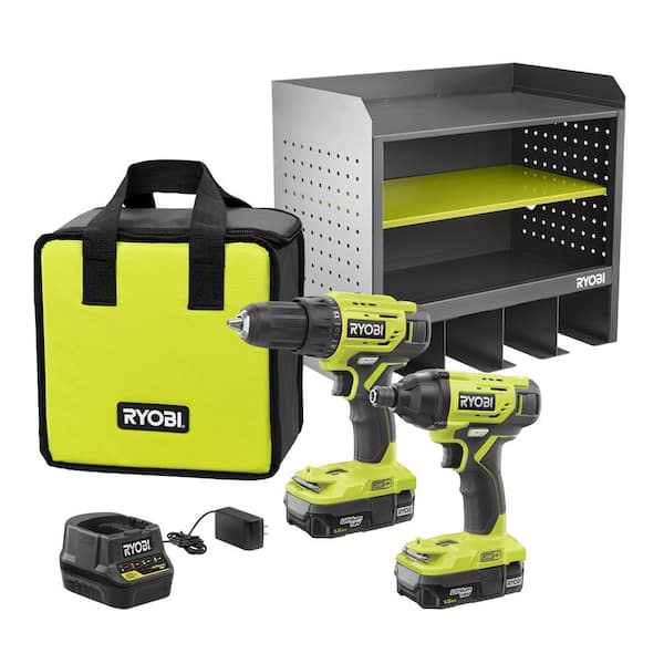 Tool Storage Unit for Cordless Drill Impact Driver Batteries and Charger 