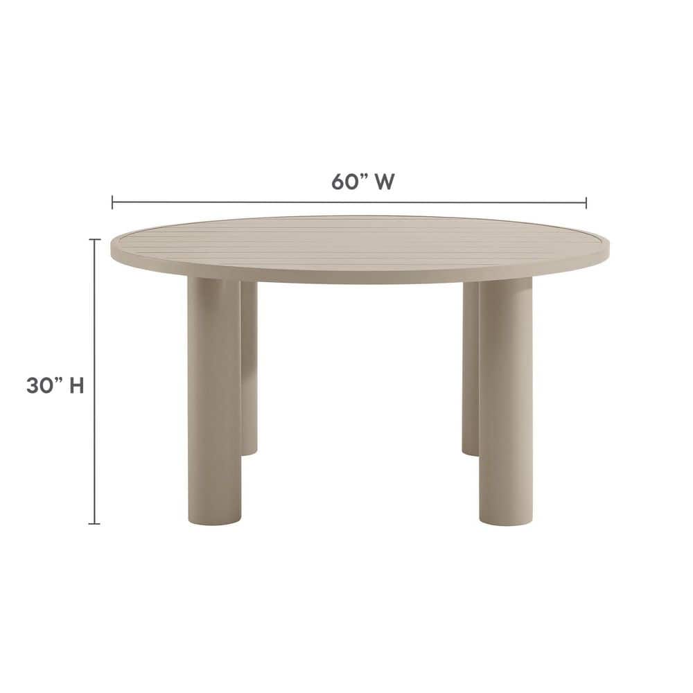 Nautica 60" Round Beige Aluminum Outdoor Dining Table