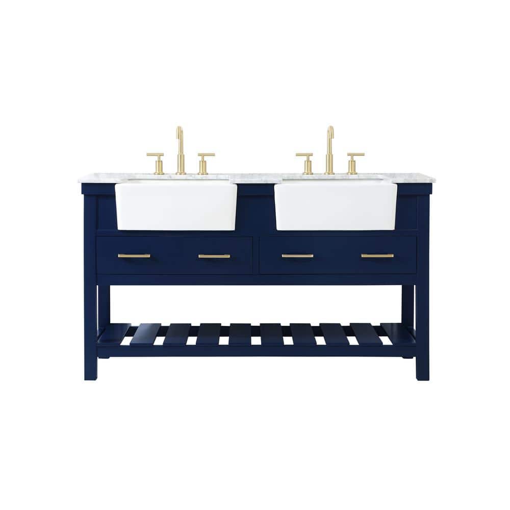 Simply Living 60 in. W x 22 in. D x 34.125 in. H Bath Vanity in Blue with C
