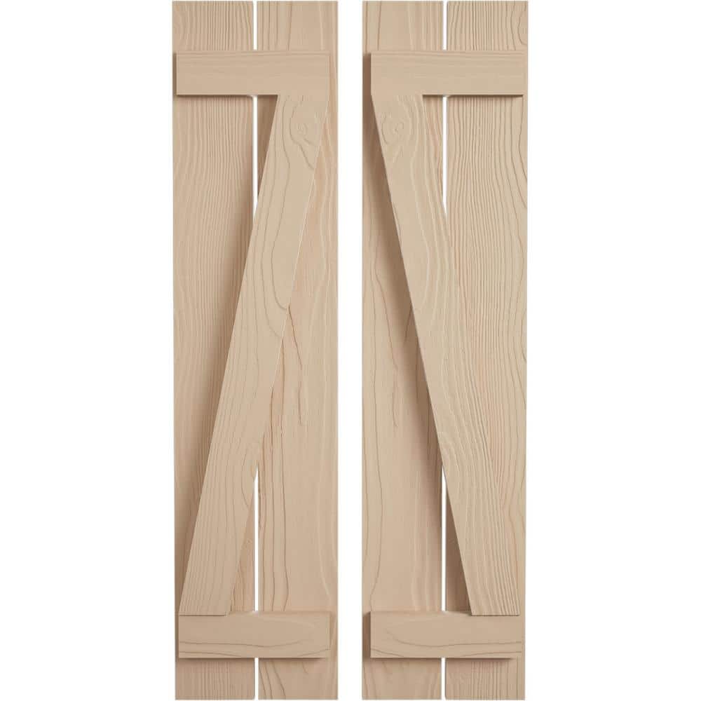 11.5 in. x 42 in. Timberthane Polyurethane 2-Board Spaced Board-n-Batten Sandblasted Faux Wood Shutters w/Z-Board Pair price history on PriceWatchPro