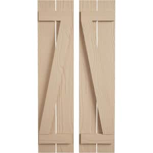 11.5 in. x 60 in. Timberthane Polyurethane 2-Board Spaced Board-n-Batten Sandblasted Faux Wood Shutters w/Z-Board Pair