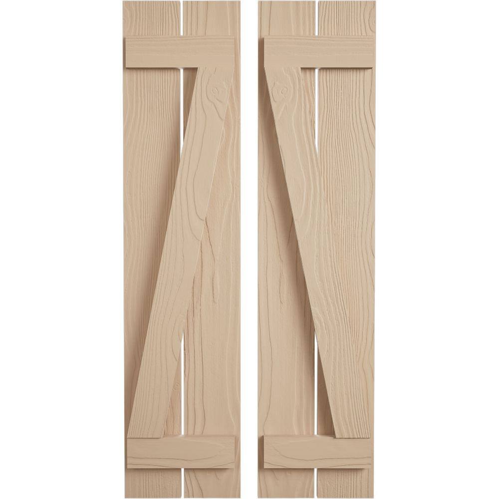 11.5 in. x 82 in. Timberthane Polyurethane 2-Board Spaced Board-n-Batten Sandblasted Faux Wood Shutters w/Z-Board Pair price history on PriceWatchPro