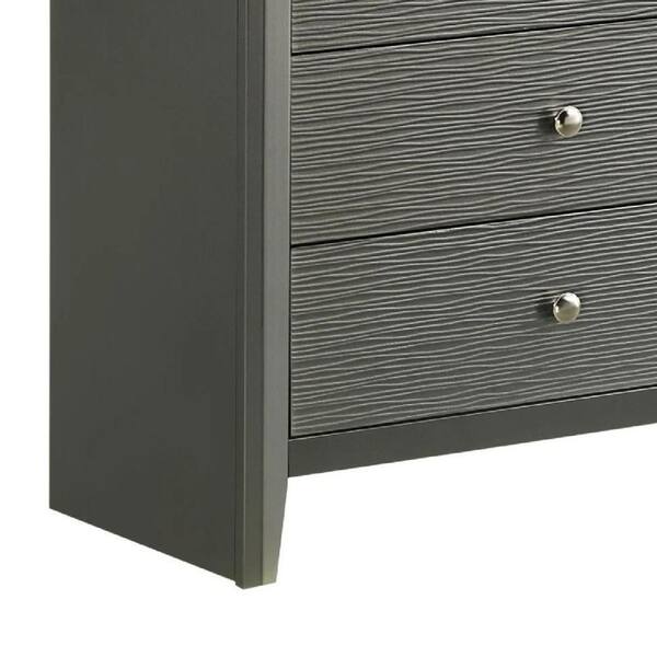 Benjara Deny Gunmetal Gray and Silver 9 drawer 55.1 in. Dresser with Mirror  BM338505