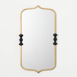 15.5 in. W x 27.5 in. H Gold With Black Wall Mirror, Metal