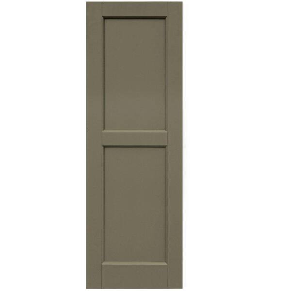 Winworks Wood Composite 15 in. x 45 in. Contemporary Flat Panel Shutters Pair #660 Weathered Shingle
