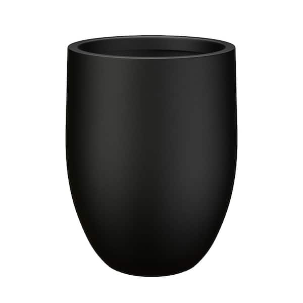 Sapcrete 17 in. Large Charcoal Black (Enhanced Interior) Concrete Round Planter / Pot with Drainage Holes