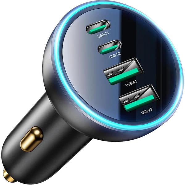 OBJLGEV 72W USB C Car Port Adapter with 36W Coiled Cable for iPhone 16 Pro Max Plus Samsung Galaxy Android Devices in Black