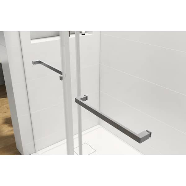 Skywalk 3/8 Double Sliding Frameless Shower Door in Matte Black