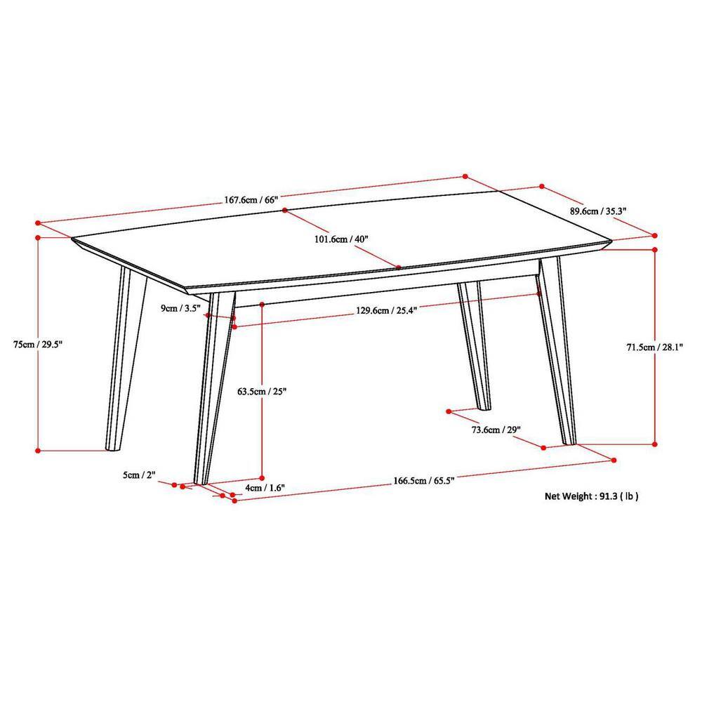 Mid-Century Modern Oak Wood Rectangular Dining Table for Six