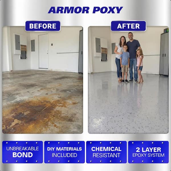 1.5 gal. Gray Gloss 2Part 300sq.ft. Epoxy Kit Interior Industrial Concrete Basement & Garage Epoxy Floor Paint Kit