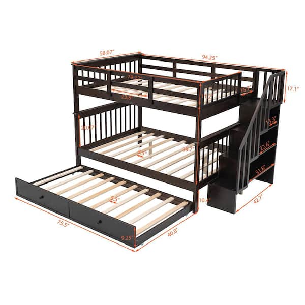 Espresso Full Over Bunk Bed With, Merax Twin Over Full Bunk Bed With Size Trundle