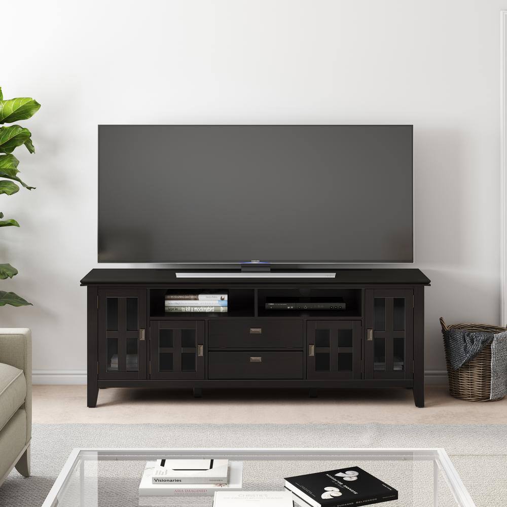 Hickory Brown Artisan 72" Solid Wood Media Stand with Storage