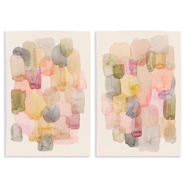 Muted Layered Neutrals by Grace Popp 2 Pieces Unframed Abstract Graphic Art Print 19 in. x 13 in.