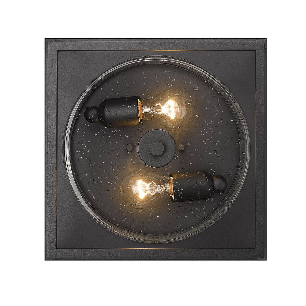 Mercer Matte Black and Glass Outdoor Flush Mount Light