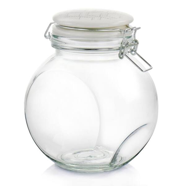 Homephile Chalk Glass Canister/Jar with Screw Lid ; Use As Storage Coffee -  Rice - Flour - Sugar Canister ;